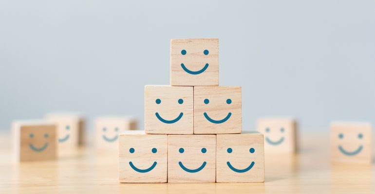 Wooden,Cube,Block,Shape,With,Icon,Face,Smiley,,The,Best